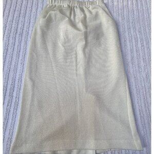 Vintage Nilani Womens Petite Acrylic Knit Pull-On Pencil Skirt Ivory Back Slit